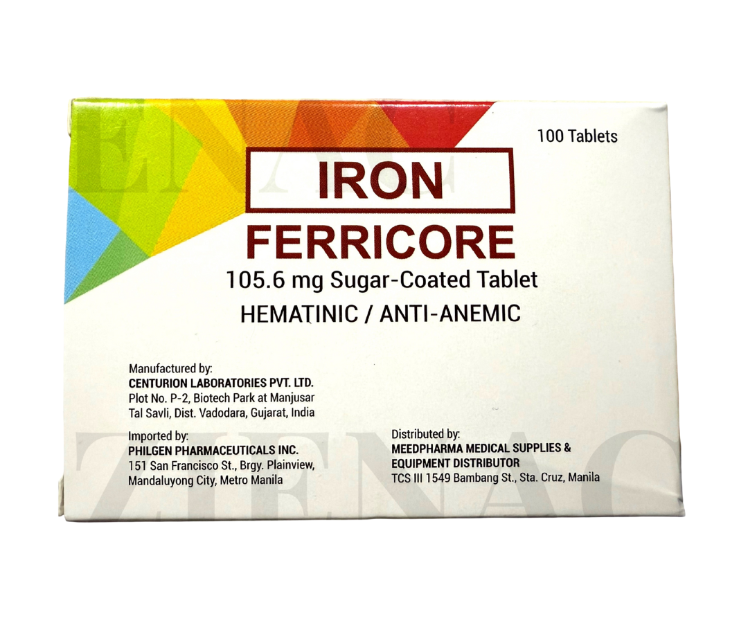 FERRICORE Ferrous Sulfate 325mg (Iron 105.6 mg) Sugar Coated Tablet - Hematinic/Anti-anemic